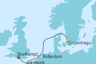 Visitando Southampton (Inglaterra), Le Havre (Francia), Rotterdam (Holanda), Copenhague (Dinamarca)