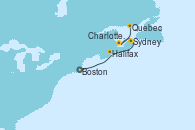 Visitando Boston (Massachusetts), Halifax (Canadá), Sydney (Nueva Escocia/Canadá), Charlottetown (Canadá), Quebec (Canadá), Quebec (Canadá)