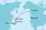 Visitando Seattle (Washington/EEUU), Juneau (Alaska), Kushiro (Japón), Aomori (Japón), Yokohama (Japón)