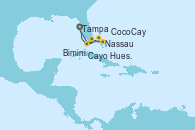 Visitando Tampa (Florida), Bimini (Bahamas), Nassau (Bahamas), CocoCay (Bahamas), Cayo Hueso (Key West/Florida), Tampa (Florida)