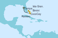 Visitando Tampa (Florida), CocoCay (Bahamas), Nassau (Bahamas), Bimini (Bahamas), Isla Gran Bahama (Florida/EEUU), Tampa (Florida)