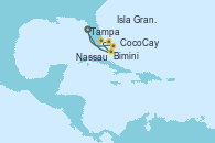 Visitando Tampa (Florida), Bimini (Bahamas), Isla Gran Bahama (Florida/EEUU), CocoCay (Bahamas), Nassau (Bahamas), Tampa (Florida)