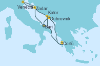 Visitando Bari (Italia), Zadar (Croacia), Venecia (Italia), Dubrovnik (Croacia), Corfú (Grecia), Kotor (Montenegro), Bari (Italia)