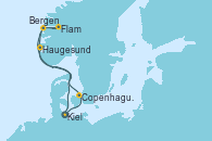 Visitando Kiel (Alemania), Copenhague (Dinamarca), Bergen (Noruega), Flam (Noruega), Haugesund (Noruega), Kiel (Alemania)