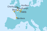 Visitando Southampton (Inglaterra), PARÍS (ROUEN), FRANCIA, PARÍS (ROUEN), FRANCIA, PARÍS (ROUEN), FRANCIA, Honfleur (Francia), Cherburgo (Francia), Saint Malo (Francia), Brest (Francia), Burdeos (Francia), Burdeos (Francia)