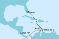 Visitando Miami (Florida/EEUU), Aruba (Antillas), Kralendijk (Antillas), Willemstad (Países Bajos), Cartagena de Indias (Colombia), Cartagena de Indias (Colombia), Fuerte Amador (Panamá), Fuerte Amador (Panamá)