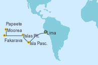 Visitando Lima (Callao/Perú), Isla Pascua (Chile), Isla Pascua (Chile), Islas Pitcairn (Pacífico), Fakarava (Polinesia Francesa), Moorea (Tahití), Moorea (Tahití), Papeete (Tahití), Papeete (Tahití)