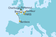 Visitando Portsmouth (Inglaterra), PARÍS (ROUEN), FRANCIA, PARÍS (ROUEN), FRANCIA, PARÍS (ROUEN), FRANCIA, Honfleur (Francia), Cherburgo (Francia), Saint Malo (Francia), Brest (Francia), Burdeos (Francia), Burdeos (Francia)