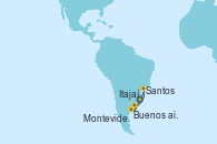 Visitando Itajaí (Brasil), Santos (Brasil), Buenos aires, Montevideo (Uruguay), Itajaí (Brasil)