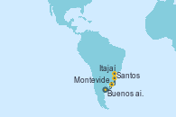 Visitando Buenos aires, Montevideo (Uruguay), Itajaí (Brasil), Santos (Brasil), Buenos aires