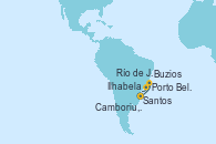 Visitando Santos (Brasil), Ilhabela (Brasil), Camboriu, Brazil, Porto Belo (Brasil), Buzios (Brasil), Río de Janeiro (Brasil), Santos (Brasil)
