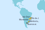 Visitando Buenos aires, Río de Janeiro (Brasil), Isla Grande (Brasil), Camboriu, Brazil, Montevideo (Uruguay), Buenos aires