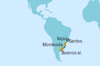 Visitando Santos (Brasil), Buenos aires, Montevideo (Uruguay), Itajaí (Brasil), Santos (Brasil)