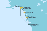 Visitando Vancouver (Canadá), Juneau (Alaska), Skagway (Alaska), Glaciar Bay (Alaska), Ketchikan (Alaska), Vancouver (Canadá)