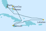 Visitando Miami (Florida/EEUU), Nassau (Bahamas), CocoCay (Bahamas), Falmouth (Jamaica), Labadee (Haiti), Miami (Florida/EEUU)