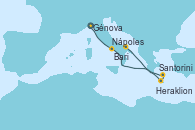 Visitando Génova (Italia), Nápoles (Italia), Heraklion (Creta), Santorini (Grecia), Bari (Italia)