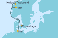 Visitando Copenhague (Dinamarca), Hellesylt (Noruega), Aalesund (Noruega), Flam (Noruega), Kiel (Alemania)