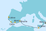 Visitando Atenas (Grecia), La Valletta (Malta), Alicante (España), Motril (Granada/Andalucía), Cádiz (España), Lisboa (Portugal)