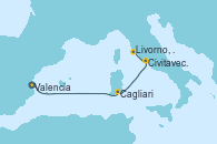 Visitando Valencia, Cagliari (Cerdeña), Civitavecchia (Roma), Livorno, Pisa y Florencia (Italia)