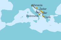 Visitando Venecia (Italia), Dubrovnik (Croacia), Corfú (Grecia), Bar ( Montenegro), Bari (Italia), Zadar (Croacia), Venecia (Italia)