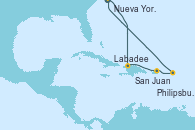 Visitando Nueva York (Estados Unidos), Labadee (Haiti), San Juan (Puerto Rico), Philipsburg (St. Maarten), Nueva York (Estados Unidos)