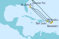 Visitando Nueva York (Estados Unidos), Philipsburg (St. Maarten), St. John´s (Antigua y Barbuda), Basseterre (Antillas), San Juan (Puerto Rico), Nueva York (Estados Unidos)