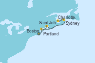 Visitando Boston (Massachusetts), Portland (Maine/Estados Unidos), Saint John (New Brunswick/Canadá), Charlottetown (Canadá), Sydney (Nueva Escocia/Canadá), Boston (Massachusetts)