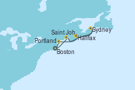 Visitando Boston (Massachusetts), Saint John (New Brunswick/Canadá), Halifax (Canadá), Sydney (Nueva Escocia/Canadá), Portland (Maine/Estados Unidos), Boston (Massachusetts)