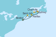 Visitando Boston (Massachusetts), Halifax (Canadá), Sydney (Nueva Escocia/Canadá), Charlottetown (Canadá), Saint John (New Brunswick/Canadá), Boston (Massachusetts)