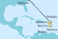 Visitando Baltimore (Maryland), Saint Croix (Islas Vírgenes), Basseterre (Antillas), Martinica (Antillas), Roseau (Dominica), Philipsburg (St. Maarten), Baltimore (Maryland)