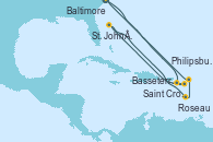 Visitando Baltimore (Maryland), Saint Croix (Islas Vírgenes), Basseterre (Antillas), St. John´s (Antigua y Barbuda), Roseau (Dominica), Philipsburg (St. Maarten), Baltimore (Maryland)