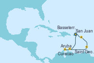 Visitando San Juan (Puerto Rico), Basseterre (Antillas), Saint George (Grenada), Aruba (Antillas), Curacao (Antillas), San Juan (Puerto Rico)