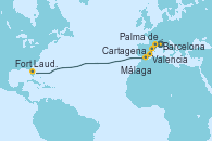 Visitando Barcelona, Palma de Mallorca (España), Valencia, Cartagena (Murcia), Málaga, Fort Lauderdale (Florida/EEUU)