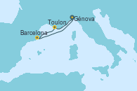Visitando Génova (Italia), Toulon (Francia), Barcelona, Génova (Italia)