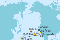 Visitando Los Ángeles (California), Honolulu (Hawai), Honolulu (Hawai), Hilo (Hawai), Kahului (Hawai/EEUU), Port Allen, Kauai, Hawaiian, Kailua Kona (Hawai/EEUU), Ensenada (México), Los Ángeles (California)