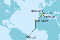 Visitando Maceió (Brasil), Las Palmas de Gran Canaria (España), Alicante (España), Palma de Mallorca (España), Barcelona