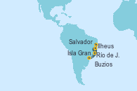 Visitando Río de Janeiro (Brasil), Isla Grande (Brasil), Ilheus (Brasil), Salvador de Bahía (Brasil), Buzios (Brasil), Río de Janeiro (Brasil)