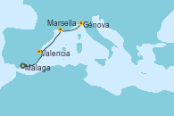 Visitando Málaga, Valencia, Marsella (Francia), Génova (Italia)
