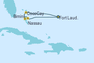 Visitando Fort Lauderdale (Florida/EEUU), CocoCay (Bahamas), Bimini (Bahamas), Nassau (Bahamas), Fort Lauderdale (Florida/EEUU)