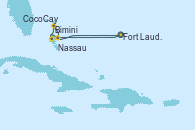 Visitando Fort Lauderdale (Florida/EEUU), Bimini (Bahamas), CocoCay (Bahamas), Nassau (Bahamas), Fort Lauderdale (Florida/EEUU)
