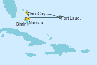 Visitando Fort Lauderdale (Florida/EEUU), CocoCay (Bahamas), Nassau (Bahamas), Bimini (Bahamas), Fort Lauderdale (Florida/EEUU)