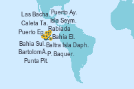 Visitando Baltra (Galápagos), Puerto Egas (Isla San Salvador/Galápagos/Ecuador), Rabiada (Galápagos/Ecuador), Bahía Elisabeth (Isla Isabela/Galápagos), Caleta Tagus (Isla Isabela, Galápagos), Bahia Sullivan (Santiago), Bartolomé (Galápagos), Las Bachas (Santa Cruz), Isla Daphne (Galápagos), Isla Seymour Norte (Galápagos/Ecuador), P. Baquerizo (Isla San Cristobal/Galápagos), Punta Pitt (Isla San Cristóbal/Galápagos), Puerto Ayora (Galápagos/Ecuador), Baltra (Galápagos)
