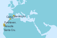 Visitando Arrecife (Lanzarote/España), Fuerteventura (Canarias/España), Santa Cruz de Tenerife (España), Cádiz (España), Barcelona