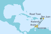 Visitando San Juan (Puerto Rico), Road Town (Isla Tórtola/Islas Vírgenes), Aruba (Antillas), Curacao (Antillas), Kralendijk (Antillas), San Juan (Puerto Rico)