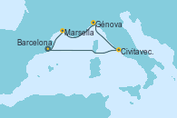 Visitando Barcelona, Civitavecchia (Roma), Génova (Italia), Marsella (Francia), Barcelona