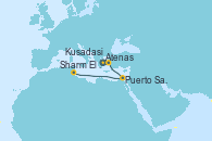 Visitando Atenas (Grecia), Kusadasi (Efeso/Turquía), Puerto Said (Egipto), Sharm El Sheik (Egipto)