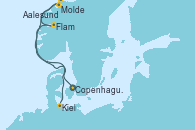Visitando Copenhague (Dinamarca), Molde (Noruega), Aalesund (Noruega), Flam (Noruega), Kiel (Alemania)
