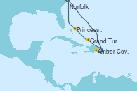Visitando Norfolk (Virginia/EEUU), Amber Cove (República Dominicana), Grand Turks(Turks & Caicos), Princess Cays (Caribe), Norfolk (Virginia/EEUU)