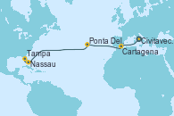 Visitando Civitavecchia (Roma), Cartagena (Murcia), Ponta Delgada (Azores), Nassau (Bahamas), Tampa (Florida)