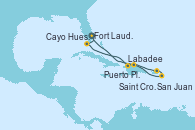 Visitando Fort Lauderdale (Florida/EEUU), Cayo Hueso (Key West/Florida), Labadee (Haiti), Puerto Plata, Republica Dominicana, San Juan (Puerto Rico), Saint Croix (Islas Vírgenes), Fort Lauderdale (Florida/EEUU)
